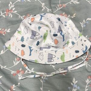 Kids Dinosaur Print Bucket Hat - White